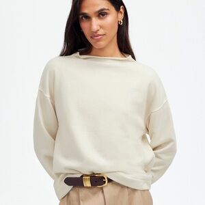 Madewell long sleeve funnel neck sweatshirt in color “parchment”